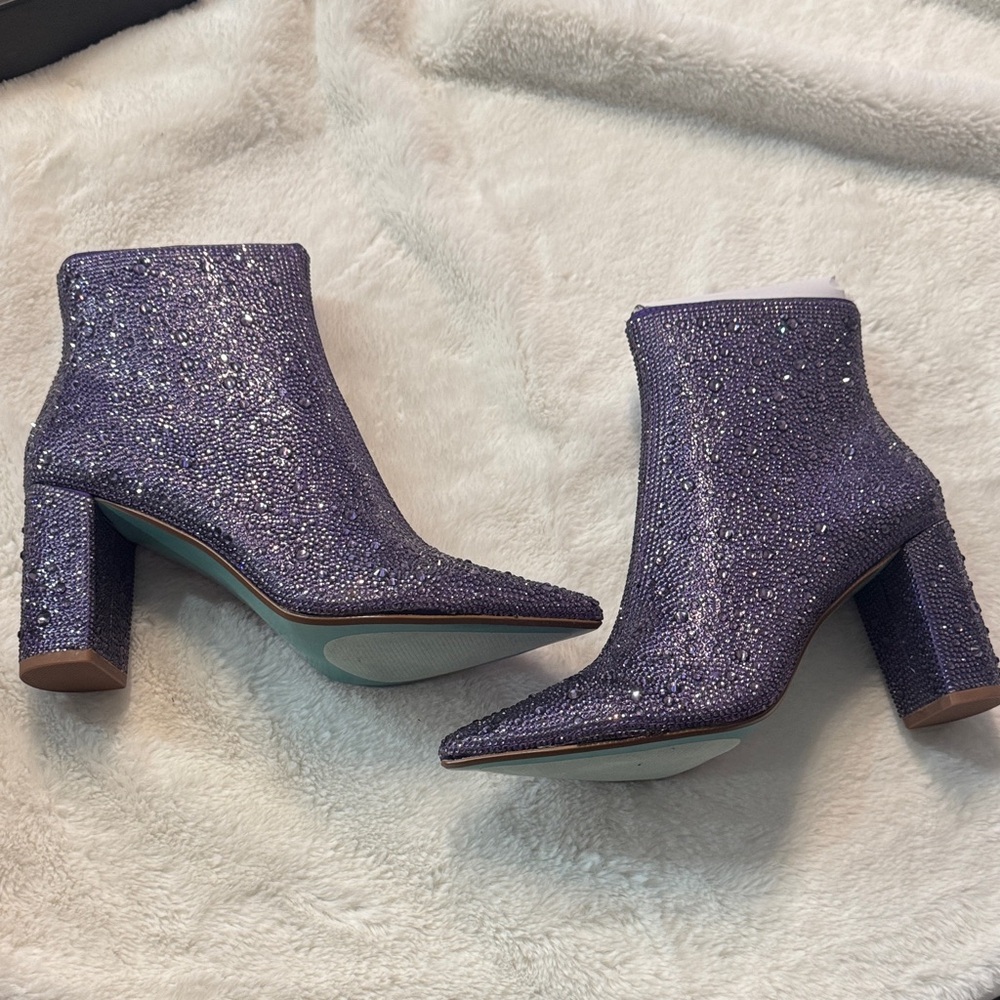 Betsey Johnson Sparkling Purple Ankle Booties